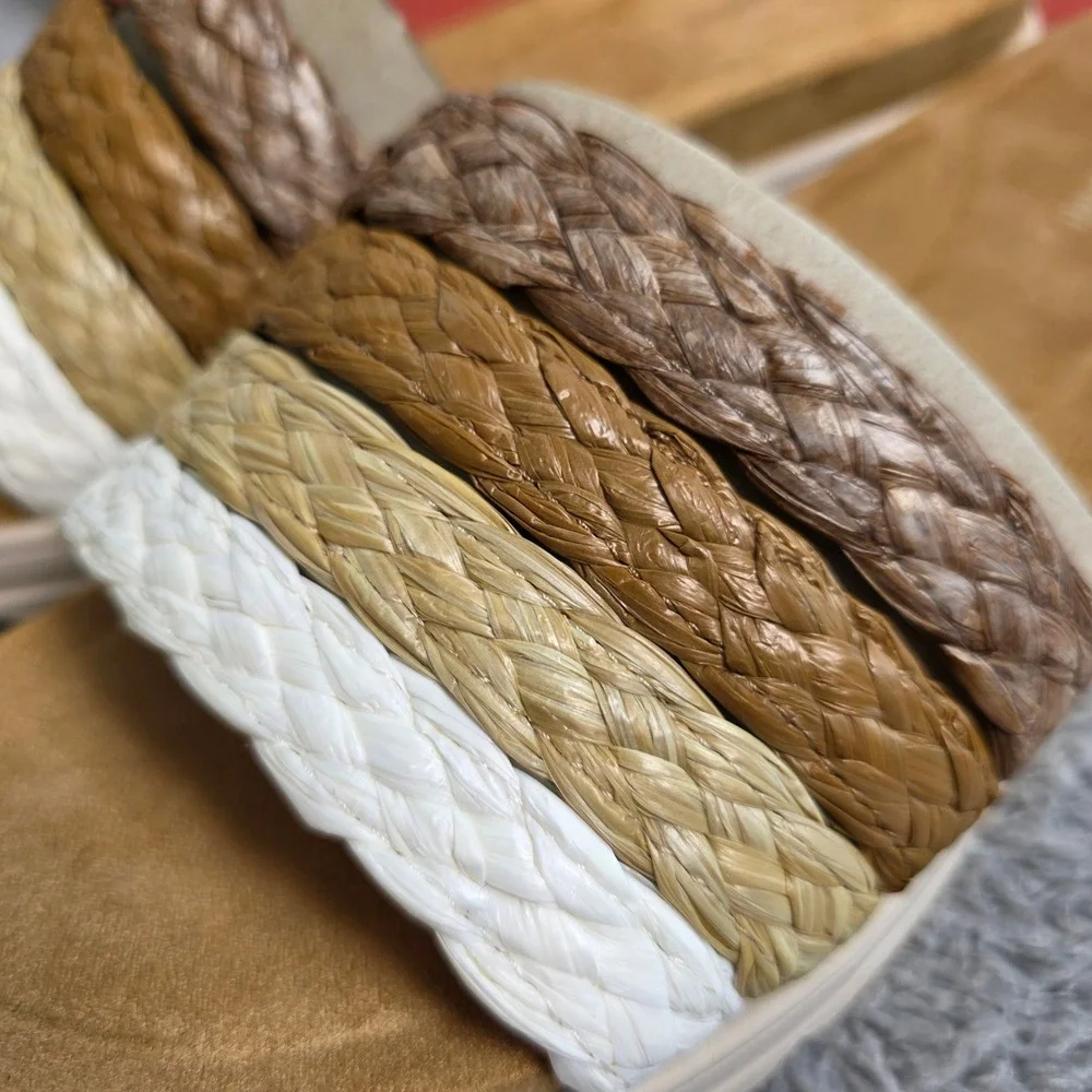 Easy‎ Spirit Women Dark Brown Multi Strap Raffia Braided Slide Sandals 10M NEW